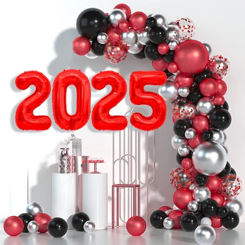 Image of 2025 Balloons Red, 40 inch Foil Red Number Balloons 2 0 2 5, New Years Decorations, 2025 Graduation Decorations, New Years Eve Party Supplies 2025, Class Of 2025 Decorations, Graduation 2025