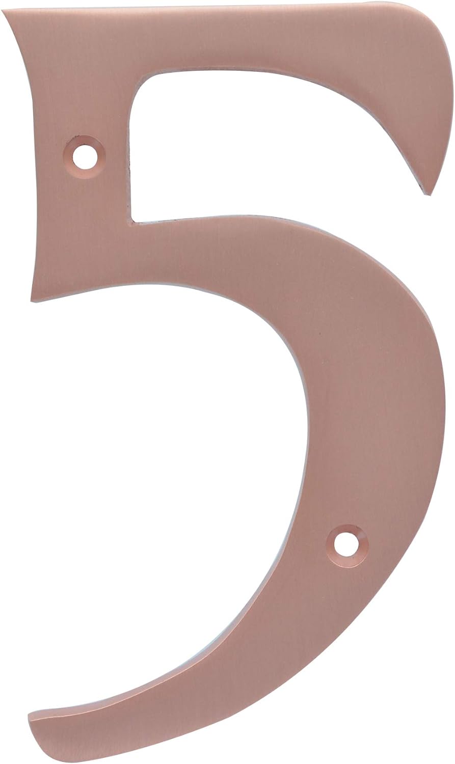 Distinctions 90590 House Number 0, Brushed Copper Metal Floating Address Number, Modern Outdoor Address Sign for Front Door, Mailbox, Wall, or Plaque, 5 Inches
