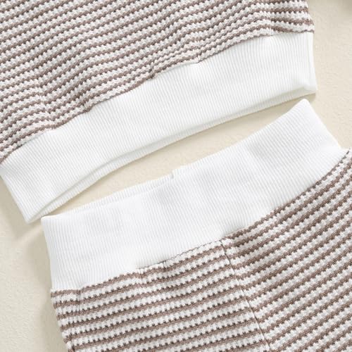 Kupretty Toddler Baby Boy Fall Winter Clothes Color Block Waffle Outfit Long Sleeve Sweatshirt Pullover Tops + Joggers Pants4