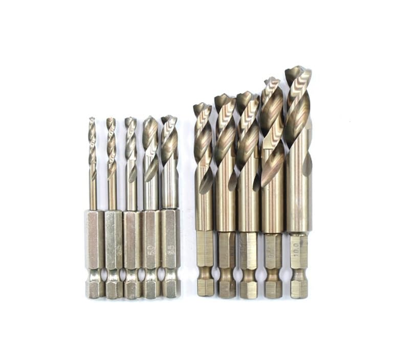 10 pièces 2mm-13mm M35 HSSCO Cobalt forets HSS torsion hexagonale changement rapide pilote Point foret for acier inoxydable (Size : 13mm 10pcs)