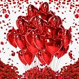 Herz Folienballon Rot,30 Stück 18 Zoll Herz Helium Luftballons,Herzballons,Herzluftballons Hochzeit,Herzform Folienluftballon,Dekoration Ballons,Dekoration für Romantische Atmosphäre