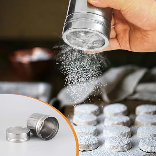 Flour Sifter, 3 in 1 Stainless Steel Sifter for Baking, 3 Cup Double Layer Fine Mesh Sifter, Powdered Sugar Shaker Duster Set for Baking Cakes, Pastries, Pies, Cupcakes and Desserts