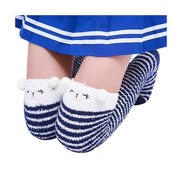 Littleforbig-2-Paar-suesse-Socken-aus-Korallen-Fleece-mit-langen-Streifen Littleforbig 2 Paar süße Socken aus Korallen-Fleece mit langen Streifen