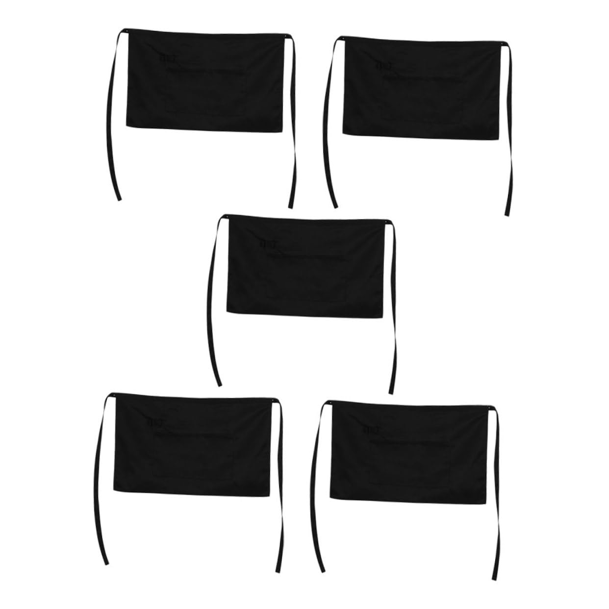 Mikikit 5piezas Delantal para Meseros con Bolsillos para Herramientas Correa Larga Cintura para Cafeterías y Bares Corto y Funcional