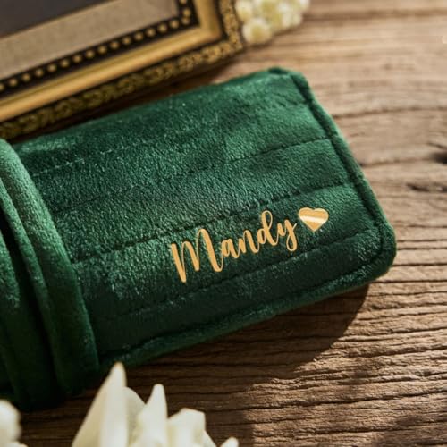 DJAFS Personalized Velvet Jewelry Rolls, Custom Luxury Jewelry Travel Organizer, Wedding Favors, Travel Jewelry Case, Bridesmaid Gifts, Monogrammed Jewelry Roll, Valentine\'s Gifts for Her - Thumbnail 6