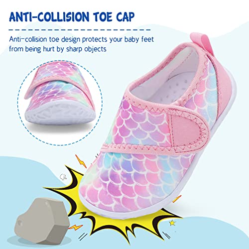 Image of LeIsfIt Toddler Water Shoes Boys Girls Barefoot Aqua Socks Kids Breathable Quick-Dry Swim Shoes for Beach Pool Surf