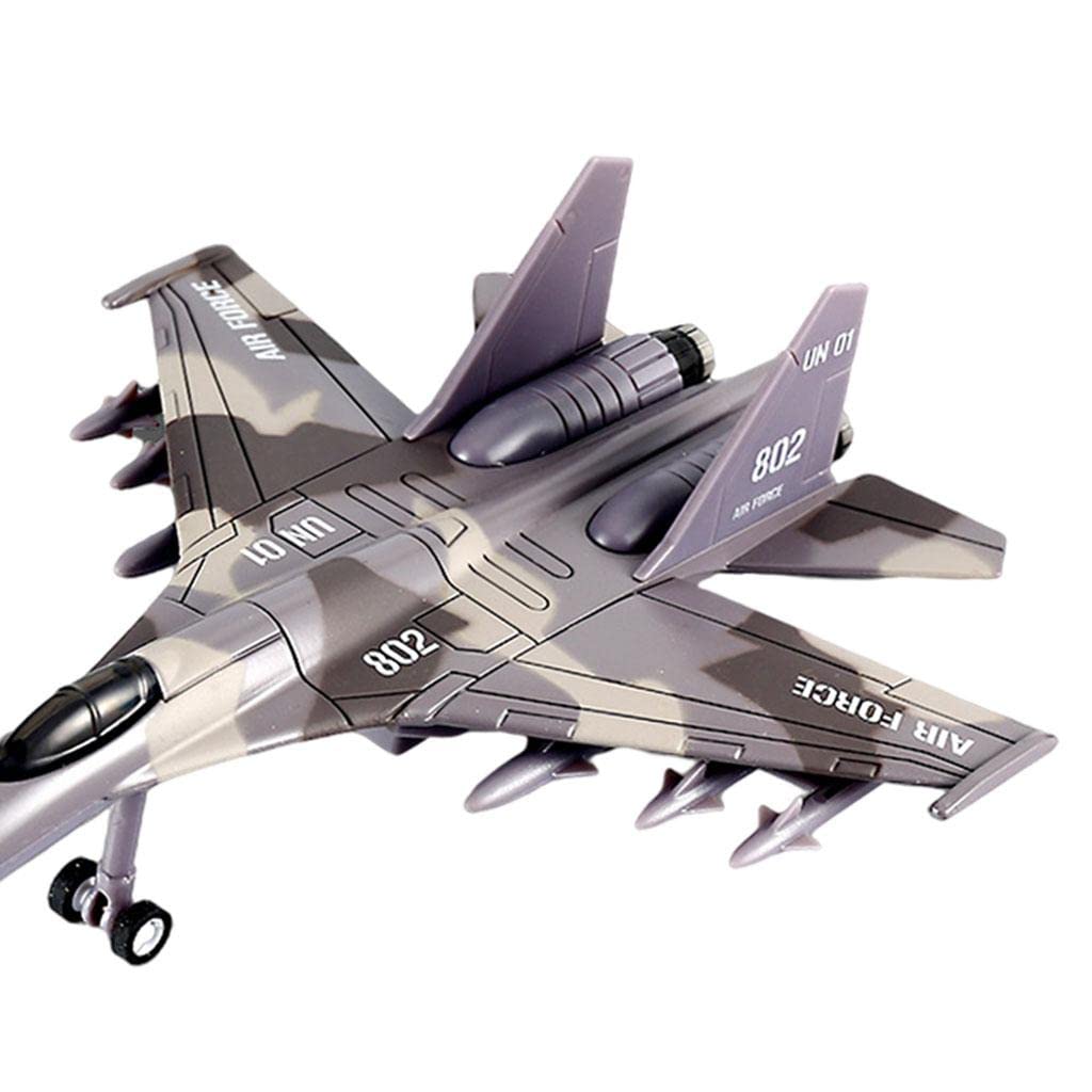 Oshhni Avión de Juguete de Colección de Avión Metálico Simulado con Función de Retroceso Luz y Sonido para Niños Decoración de Oficina y Regalo, Su 35 Marrón