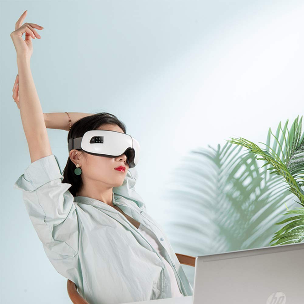 Bluetooth Gafas De Masaje con Vibración Masaje Calor Calor, Aliviar La Tensión Ocular Música Bluetooth Y 4 Modos De Trabajo USB Recargable