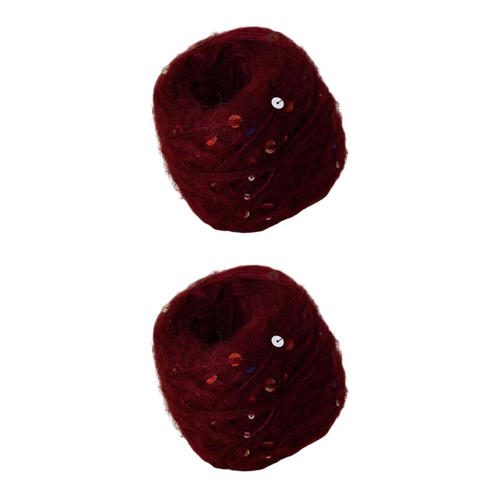 2 x 50g Silk Mohair Yarn for Knitting Glitter Sequin Yarn Hand Knitting Yarn DIY Crochet Yarn Soft Mohair Knitting Yarn for DIY Sweater, Scarf, Baby Wool Crafts