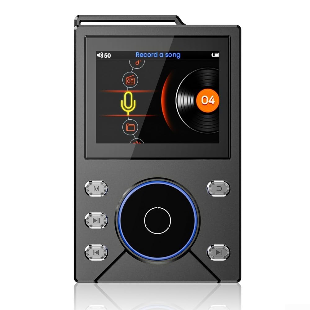 Lettore musicale HiFi Lossless MP3 con DSD256, BT 5.0, riproduzione 50H, LCD da 2,4 pollici, corpo in lega di alluminio CNC, uscita 3,5 mm, supporta scheda TF da 256 GB per viaggi e pendolari