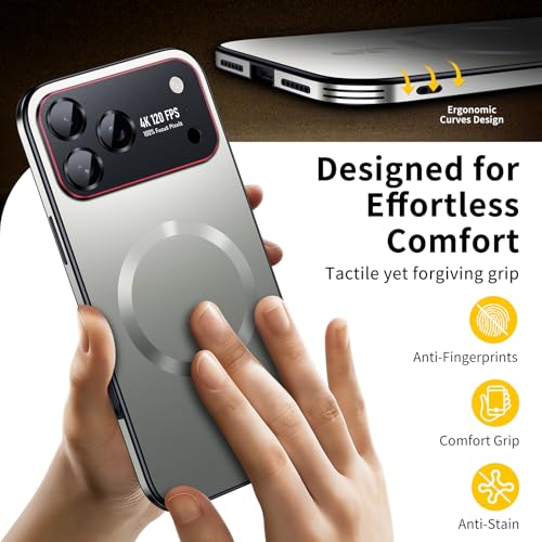 Image of for iPhone 17 Pro Case,Slim Design Compatible with MagSafe,Strong Magnetic Shockproof Military-Grade Protection for Screen & Camera Cover Case for 17 Pro,Silver