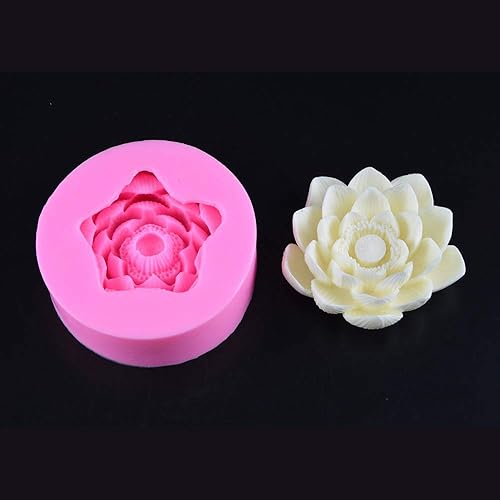Miniatura 2 de Molde de jabón de silicona en forma de flor de loto 3D, molde de cera para hacer velas, molde de resina epoxi DIY