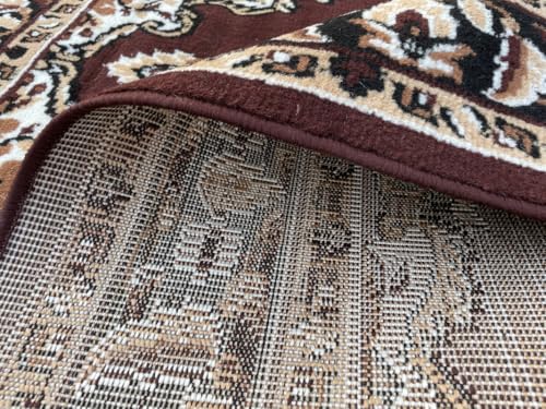 Image of TTC THREAD & TEXTURE CARPET Traditional Comfort: Power-Loomed Carpets for Living Room- Every Space Area Rug Color Brown Size 4x5.5 Feet (110x173cm)