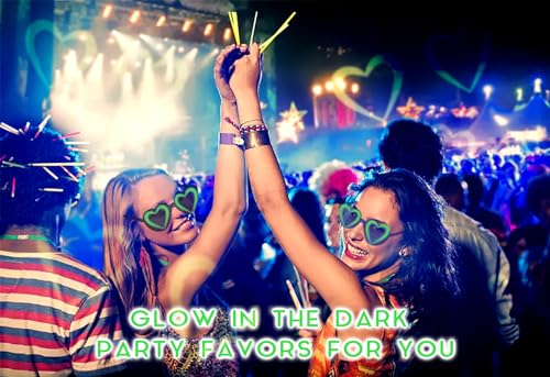 Heart Shaped Rimless Sunglasses, Jelly Fudge Series Bachelor Party Cool Sunglasses 8 Pack, Colors Funky Glasses Party Favors (Glow in Dark)3