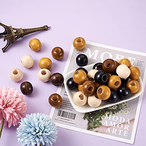 Craftdady 100Pcs Natural Round Wood Beads 24mm Rondelle European Hair Charms Large Hole Spacers for Jewelry Necklace Macrame Crafts Hole: 9mm - Image 4