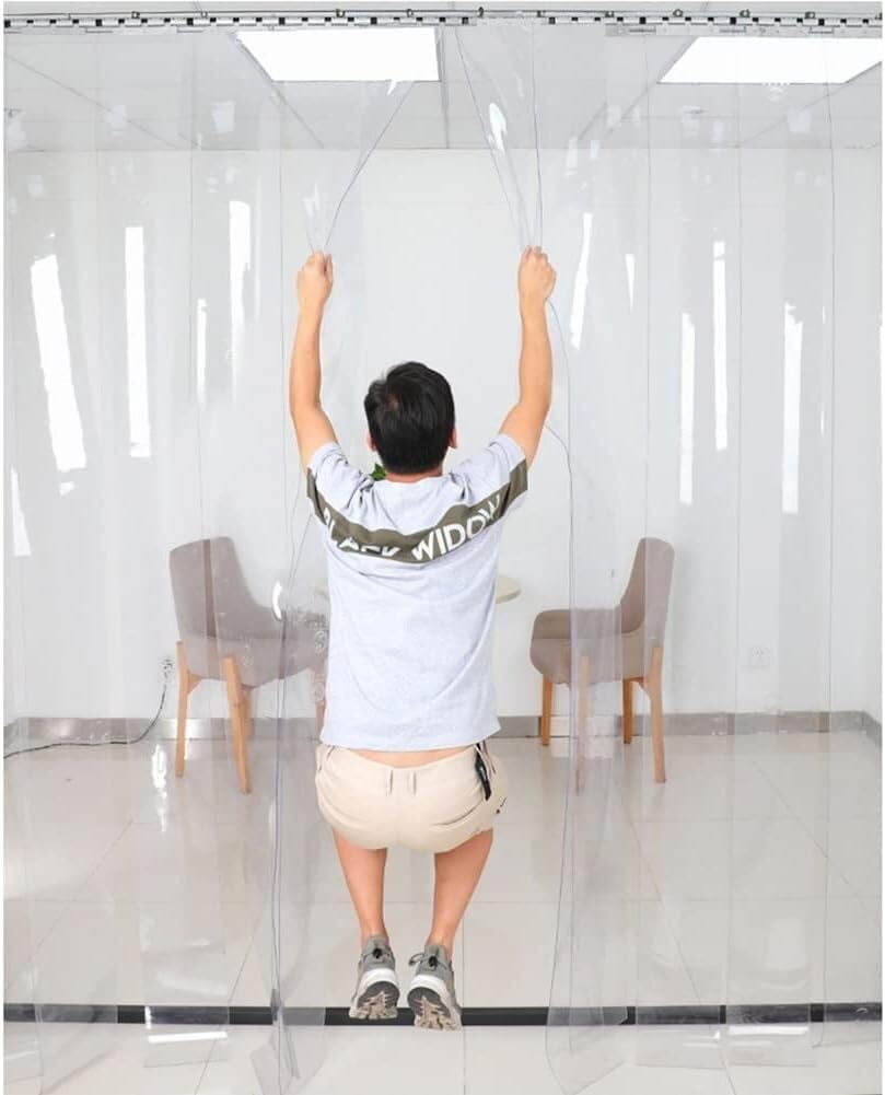 Tenda a strisce in PVC trasparente, ideale per porte del personale e sale frigorifere, 1,5 x 2,2 m, facile da installare, perfetta per magazzini e celle frigorifere