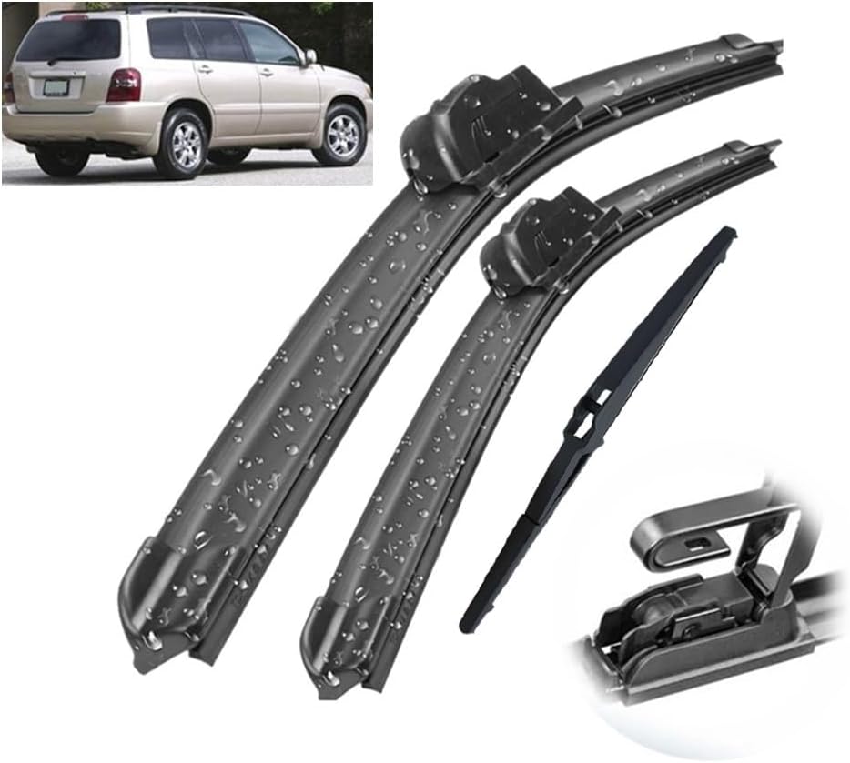 Auto wiper Wiper Front & Rear Wiper Blades Set Kit Compatible with Toyota Highlander Kluger XU20 2000-2007 Windshield Windscreen 22"19"12" - Wiper replacement