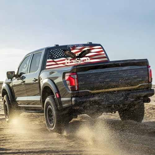 Image of Rear Window Decals for Trucks - 65x17.3 in Back Window Decals Fit Most Pickup Trucks SUV, Vinyl American Flag Back Window Decal Truck Rear Window Graphics for Personalized Decoration