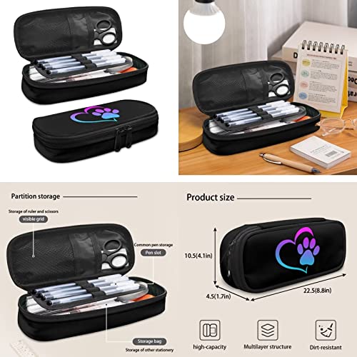Image of Dog Paw Print Pencil Case Large Capacity Pencil Bag Pencil Pouch Pen Cases Storage Pouch for Girls Boys School College Students Teen Adults Office Organizer Gifts
