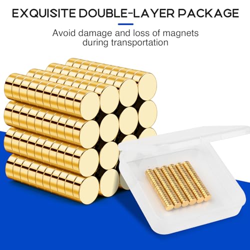 Image of 120P Small Magnets 6x2mm Golden Rare Earth Magnets | Tiny Neodymium Magnet for Fridge DIY, Kitchen, Whiteboard, Office