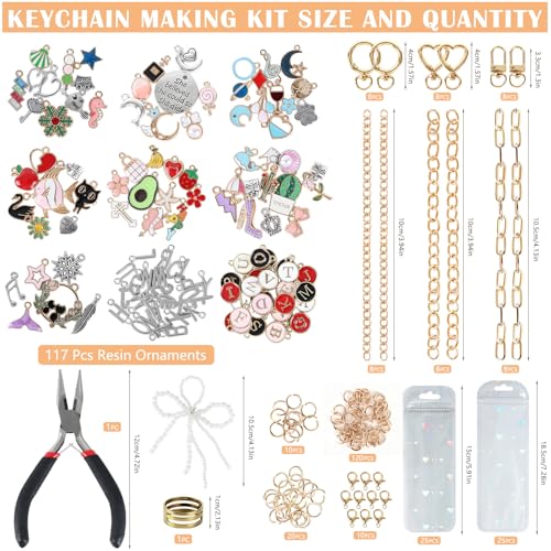 Image of Himake 389Pcs Charms Lip Gloss Keychain Making Kit, DIY Bag Charm Kit with Gift Bag, Key Chain Making Supplies Including Charms, Clips, Chains, Plier & Tools