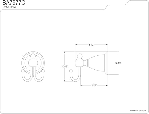 Miniatura 6 de Kingston Brass BA7977C - Gancho para bata vintage inglés, cromo pulido