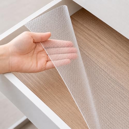 Image of DecorTwist Pre-Cut EVA Shelf Liner Mat Set of 4 (50x30 cm) Waterproof Anti-Slip Cabinet Drawer Mat for Kitchen, Fridge & Wardrobe | BPA Free Washable Reusable White