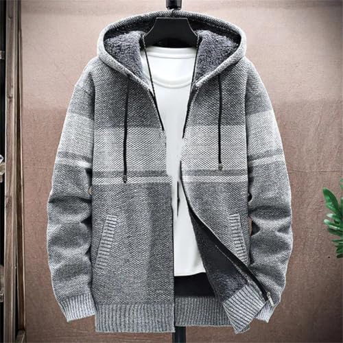 Men's Hooded Cardigan Sweater Casual Paneled Jacket Fall/Winter Outfit2