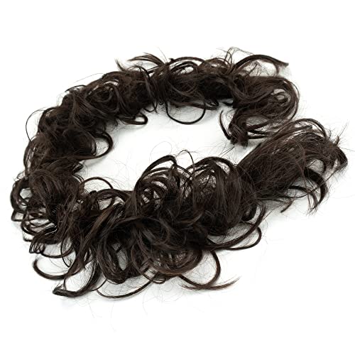 IMISSU Large Size Hairpiece Curly Messy Hair Bun Wrap Scrunchies Elastic Hair Band Donut Updo Chignon Hair Extension Piece for Women Girl (Chocolate Brown) - Image 2