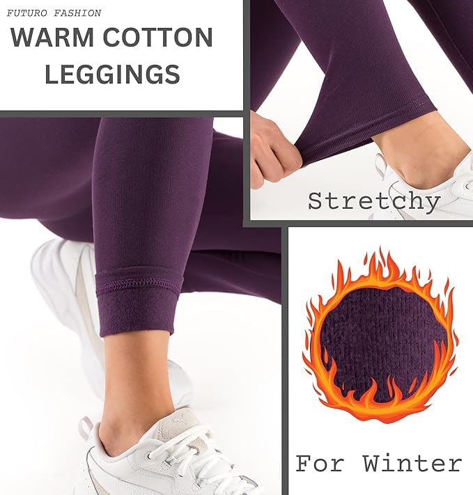 FUTURO FASHION Winter Fleece Gevoerde Leggings voor Vrouwen Thermische Warme Leggings voor Vrouwen UK Fleece Gevoerde Dames Broek Elastische Mid Taille Dagelijks Yoga Gym Wandelen Dames Leggings, Maat - Afbeelding 5