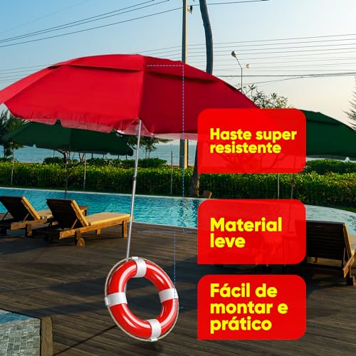 Guarda Sol Gigante 2,40m Praia Piscina Tecnologia Uv (Vermelho-Bordô)
