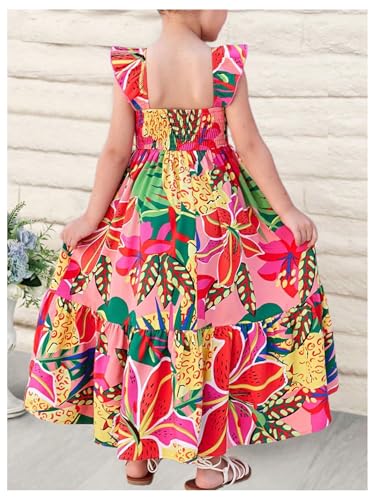 SOLY HUX Toddler Girl's Summer Dress Floral Print Square Neck Sleeveless Flowy Maxi Long Dresses2