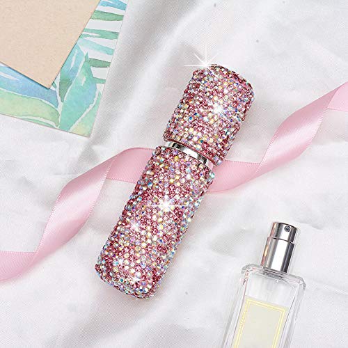 XianghuangTechnologyXianghuangTechnology - Mini atomizador de perfume recargable portátil con brillantes diamantes vacíos para viajar y salir de 10 ml, Rosado, 1.00[set de ] Cover