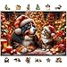 Produktbild WOODEN.CITY 500 Teile Weihnachtspuzzle aus Holz mit 50 einzigartigen festlichen Figuren - Weihnachtshund und Katze - 39,4 x 26,6 cm, hergestellt in der EU