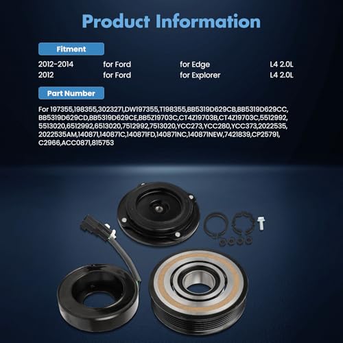 Image of ECCPP AC Compressor Clutch 2012 Fit for Ford Explorer 2.0L
