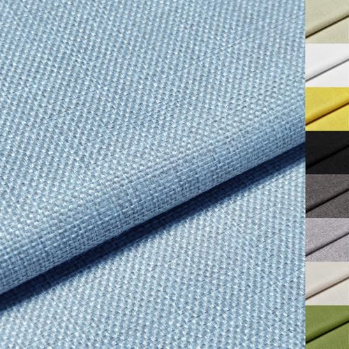 Hengrongshen Tela de Lino Azul Claro 250 x 148 cm, Tela Efecto Lino para Tapizar Sofás y Sillas, Tela de Lino por Metros para Cortinas, Cojines, Manualidades, Costura y Decoración del Hogar