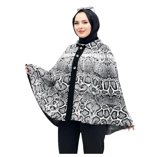Poncho moderno con patrón de piel de serpiente para mujer, elegante y atrevido, añade un estilo único a tu armario, perfecto para usar en capas en todas las estaciones, ideal para looks de moda, C3