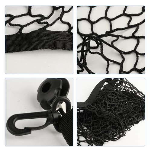 RUGLAMZHIP Gepäcknetz Auto Kofferraum Netz, 110 x 60 cm Kofferraumnetz, Elastisch Gepäcknetz Wohnmobil, Elastisches Gepäckfixierung Spannnetz Trennnetz mit 4 Haken für Meisten Fahrzeugtypen Cargo