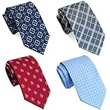ZENXUS Extra Long Ties for Big and Tall Men, 63 inch XL Long Neckties, Red, Blue, Navy, 4-Pack