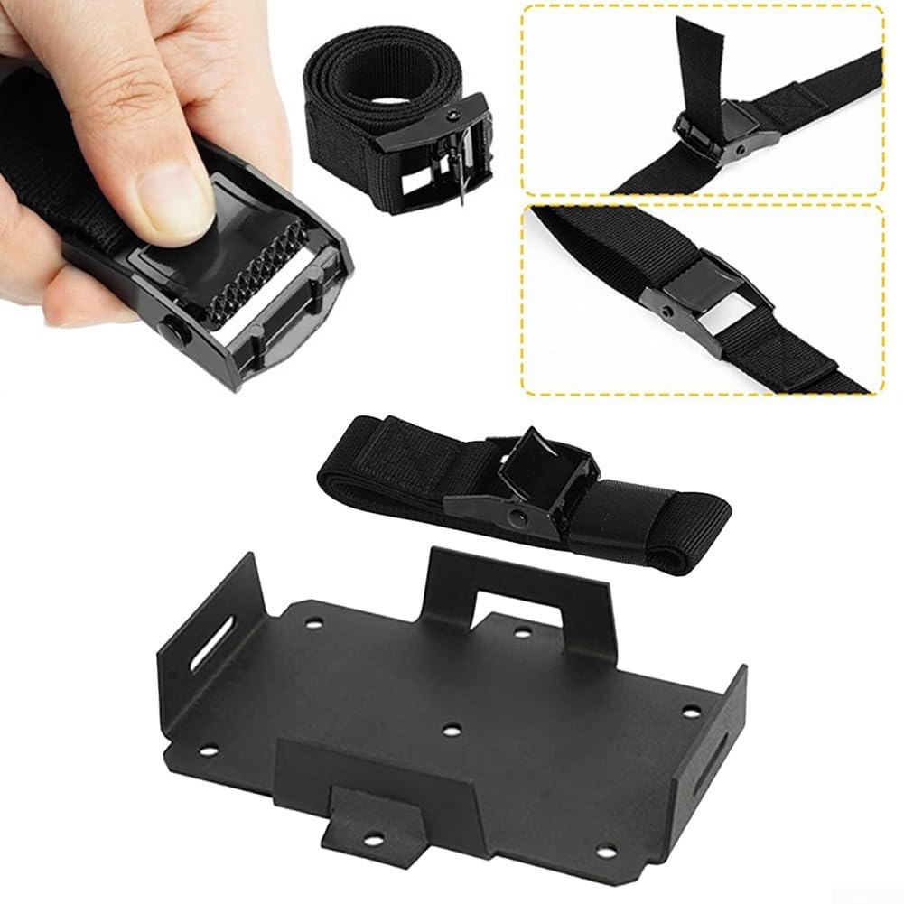 Aluminium-Batterieablage mit verstellbarem Gurt für 12 V/6 V 7–15 Ah Batterien, kompatibel mit Booten, ATVs, Motorrädern und Generatoren, Schwarz