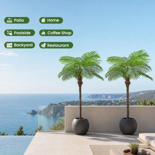 Image of Artificial Palm Trees for Outdoors,6.5ft Tall Fake Plant for Indoor /Outdoor