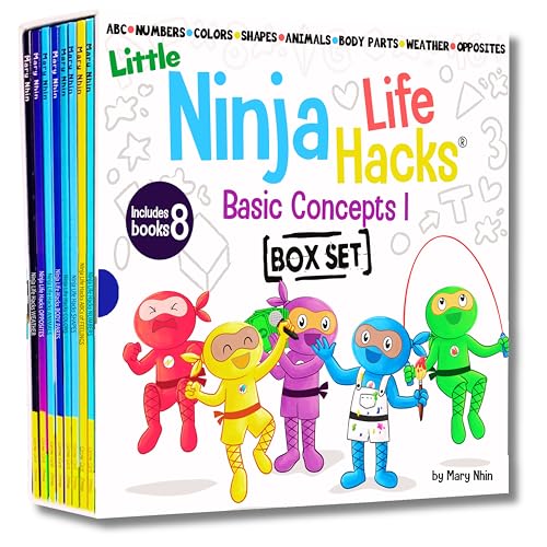 Little Ninja Life Hacks Basic Concepts Box Set 1 (Books 1-8: ABCs, Numbers, Shapes, Colors, Animals, Opposites, Weather, Body Parts)