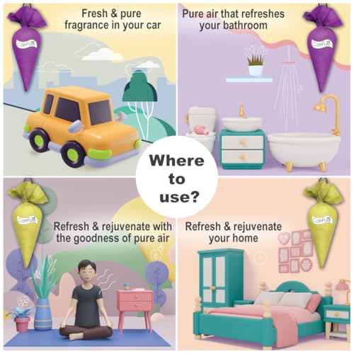 Image of CamPure Camphor Cone (1 Lavender & 1 Mogra) Pack of 2-100% Organic | Air Freshener for Car, Wardrobe, Office Cabin's, Drawers, Travel Bag & Bathroom