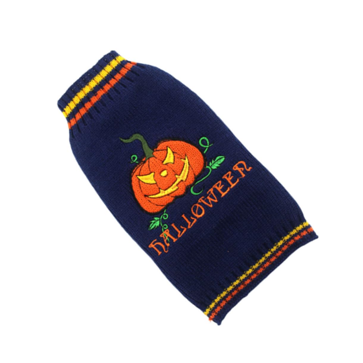 POPETPOP Lot De 3 Pulls Dhalloween pour Chien en Acrylique Tricoté pour Petit Animal De Compagnie Motif Citrouille Chauds Et Adorables Fermeture Facile