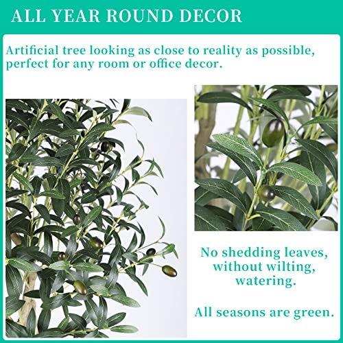 Artificial Olive Tree 6Ft（71"） Tall Fake Olive Branches And Fruits Large Faux Olive Silk Tree With Planter Artificial Tree For Indoor Outdoor Home Office Shop Decoration #TOP2