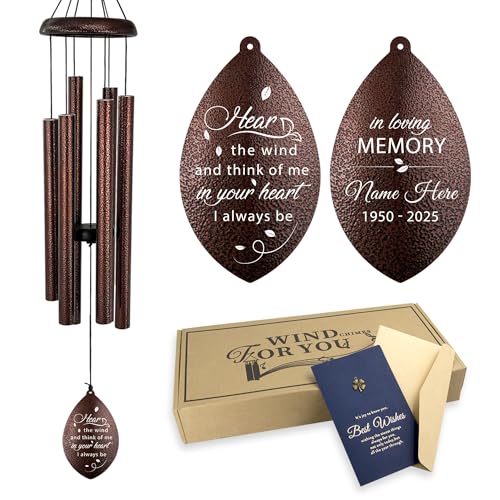 Image of ASTARIN Sympathy Wind Chimes Custom, Personalized Dragonfly Wind Chimes Sympathy Gifts for Remembrance, Bereavement Gifts for Men in Memory Wind Chime, 36 inch Windchime(Produced in Texas)