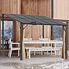 10×10 outdoor lean to gazebo wall mounted pergola gazebo hardtop heavy duty pavilion with metal frame awnings for patios and permanent gazebos for decks and backyards  urban country home decor