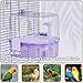 YOOSO WING Automatic Bird Baths for Cage – Indoor Parakeet Bath with Pump, Bird Shower with 2 Modes Running Water, Bird Cage Accessory for Pet Birds Conure Budgies Cockatiels Lovebird (Purple)