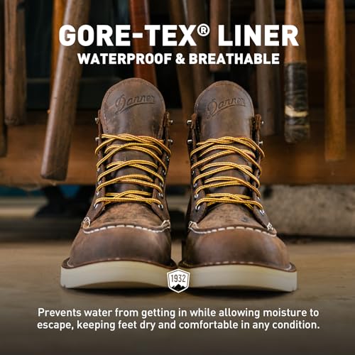 Image of Danner 6 inch Bull Run GTX Work Boots for Men - Oiled Full-Grain Leather Upper with Non Slip Wedge Outsole and 3-Density Cushion Footbed, EH Resistant
