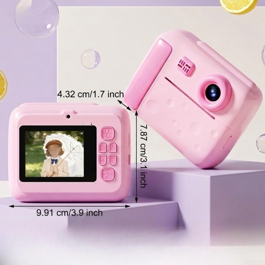 Sofortbildkamera für Kinder 48MP HD Foto Druck(Pink)